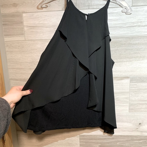 3/$30 Lady Dutch black Tank top Boho Flowy size Large - Picture 6 of 8